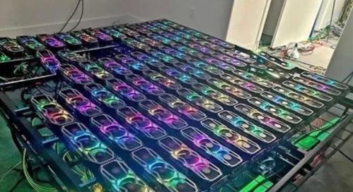 A panoramic view of a modern mining farm showcasing rows of mining rigs